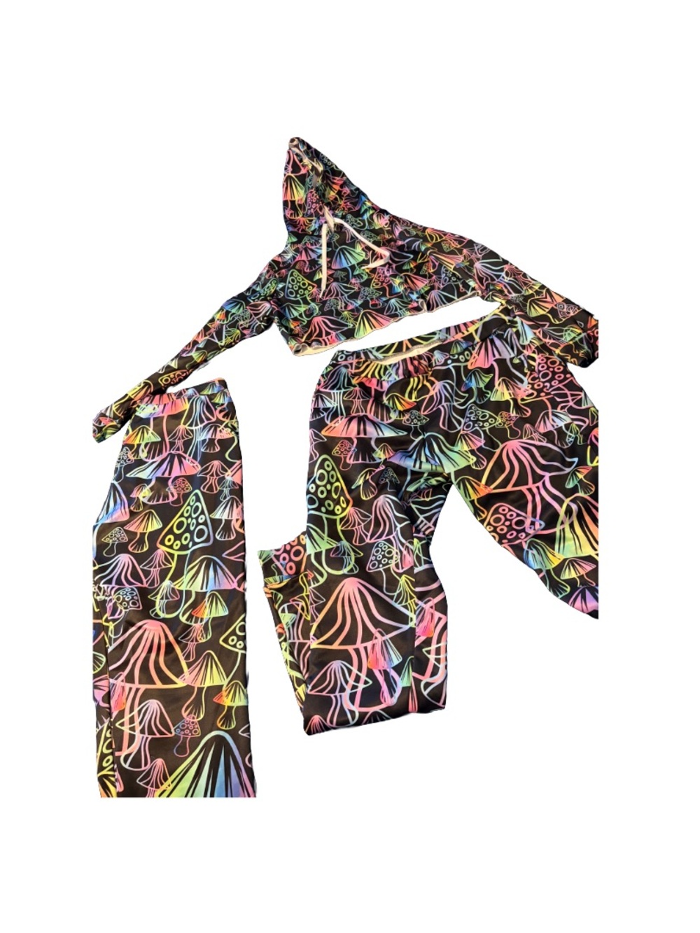 iEDM Neon Mushroom Hoodie and Joggers set - Black Multi